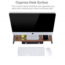 Load image into Gallery viewer, Monitor Stand Riser with Metal Feet for iMac MacBook LCD Display Printer, Lapdesk Tabletop Organizer Sturdy Platform Save Space