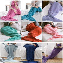 Load image into Gallery viewer, Mermaid Tail Blanket For Adult Super Soft Sleeping Knitted Blankets, 90 X50cm, 140 X70cm