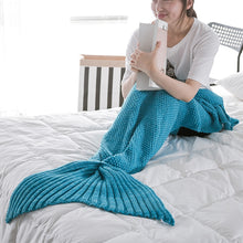 Load image into Gallery viewer, Mermaid Tail Blanket For Adult Super Soft Sleeping Knitted Blankets, 90 X50cm, 140 X70cm