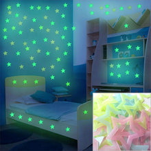 Load image into Gallery viewer, 100PC Kids Bedroom Glow Wall Stickers Stars