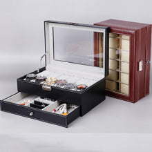 Load image into Gallery viewer, PU Leather 12-bit Watch Box Double-layer Jewelry Box Storage Display Box, PU Leather Black, PU Leather Brown