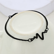 Load image into Gallery viewer, 10 PCS Simple Personality Bileklik Ecg Figure Lightning Bracelet Couple Heartbeat Frequency Bracelet, black, gold, Silver