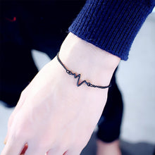 Load image into Gallery viewer, 10 PCS Simple Personality Bileklik Ecg Figure Lightning Bracelet Couple Heartbeat Frequency Bracelet, black, gold, Silver