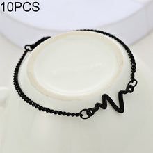 Load image into Gallery viewer, 10 PCS Simple Personality Bileklik Ecg Figure Lightning Bracelet Couple Heartbeat Frequency Bracelet, black, gold, Silver