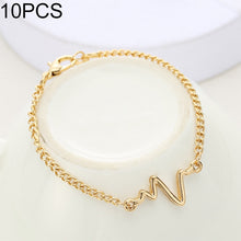 Load image into Gallery viewer, 10 PCS Simple Personality Bileklik Ecg Figure Lightning Bracelet Couple Heartbeat Frequency Bracelet, black, gold, Silver