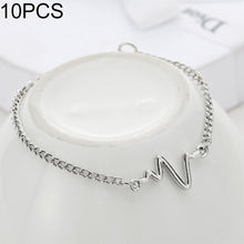 Load image into Gallery viewer, 10 PCS Simple Personality Bileklik Ecg Figure Lightning Bracelet Couple Heartbeat Frequency Bracelet, black, gold, Silver