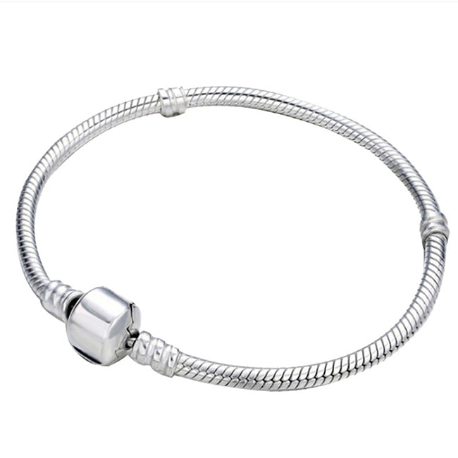 17-21cm Silver Snake Chain Link Bracelet Fit European Charm Pandora Bracelet, 18cm, 19cm, 20cm, 21cm
