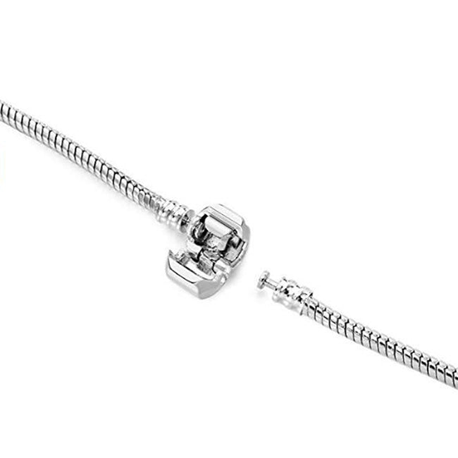 17-21cm Silver Snake Chain Link Bracelet Fit European Charm Pandora Bracelet, 18cm, 19cm, 20cm, 21cm