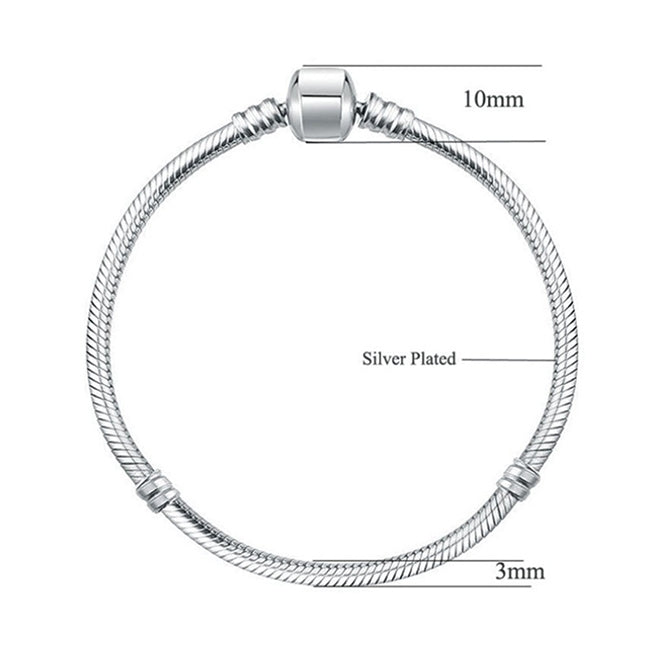 17-21cm Silver Snake Chain Link Bracelet Fit European Charm Pandora Bracelet, 18cm, 19cm, 20cm, 21cm