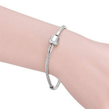 Load image into Gallery viewer, 17-21cm Silver Snake Chain Link Bracelet Fit European Charm Pandora Bracelet, 18cm, 19cm, 20cm, 21cm