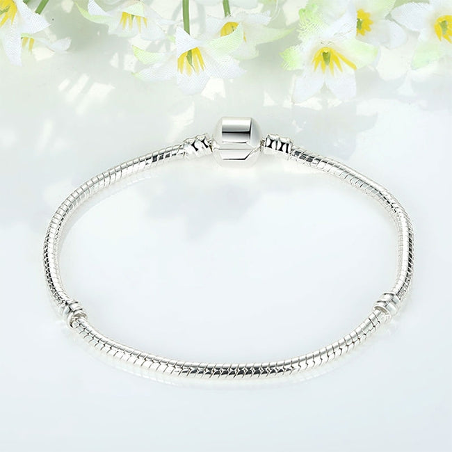 17-21cm Silver Snake Chain Link Bracelet Fit European Charm Pandora Bracelet, 18cm, 19cm, 20cm, 21cm