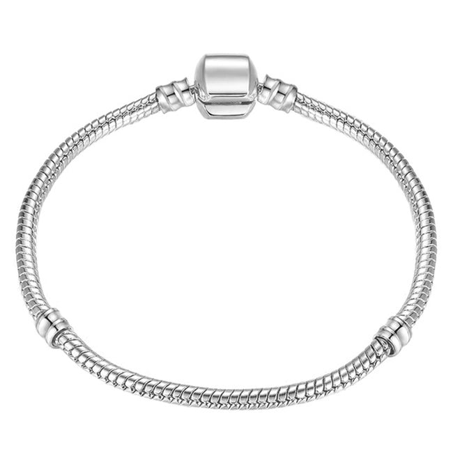 17-21cm Silver Snake Chain Link Bracelet Fit European Charm Pandora Bracelet, 18cm, 19cm, 20cm, 21cm