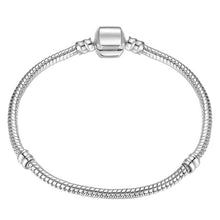 Load image into Gallery viewer, 17-21cm Silver Snake Chain Link Bracelet Fit European Charm Pandora Bracelet, 17cm, 18cm, 19cm, 20cm, 21cm