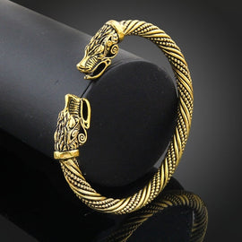 Men Wristband Cuff Wolf Head Viking Bracelet Jewelry Fashion Accessories