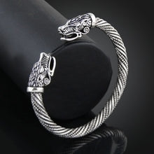 Load image into Gallery viewer, Men Wristband Cuff Wolf Head Viking Bracelet Jewelry Fashion Accessories