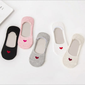 3 Pairs  Non-slip Heart Pattern Invisible Socks