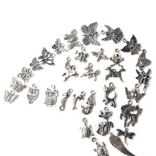 Load image into Gallery viewer, 100 PCS Mixed Antique Silver Color European Bracelets Charm Pendants Fashion Jewelry DIY Charms Handmade