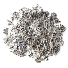 Load image into Gallery viewer, 100 PCS Mixed Antique Silver Color European Bracelets Charm Pendants Fashion Jewelry DIY Charms Handmade