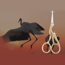 Load image into Gallery viewer, Crane Tailor Scissor Cross Stitch Retro Craft Sewing Scissor, Gold, Silver