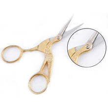 Load image into Gallery viewer, Crane Tailor Scissor Cross Stitch Retro Craft Sewing Scissor, Gold, Silver