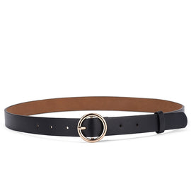 Gold Ring Belt Female PU Leather Waist Belts Jeans Pants
