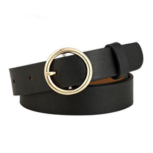 Load image into Gallery viewer, Gold Ring Belt Female PU Leather Waist Belts Jeans Pants