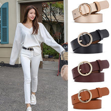 Load image into Gallery viewer, Gold Ring Belt Female PU Leather Waist Belts Jeans Pants