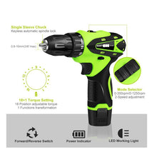 Load image into Gallery viewer, DZ033 12V Electric Screwdriver Lithium Battery Rechargeable Multi-function Cordless Electric Drill Power Tools, 12V Electric Screwdriver