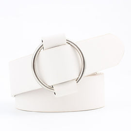Casual Needleless Round Buckle Wide  PU Leather Belt for Women