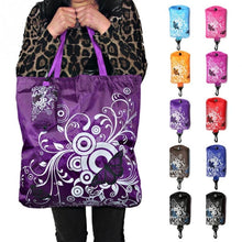 Load image into Gallery viewer, Foldable Shopping Bag Butterfly Flower Oxford Fabric Shoulder Bag Reusable Tote Bag, purple, coffee, red, rose red, purple red, sapphire blue, sky blue, orange, black