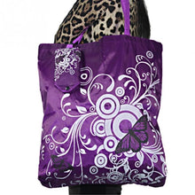 Load image into Gallery viewer, Foldable Shopping Bag Butterfly Flower Oxford Fabric Shoulder Bag Reusable Tote Bag, purple, coffee, red, rose red, purple red, sapphire blue, sky blue, orange, black