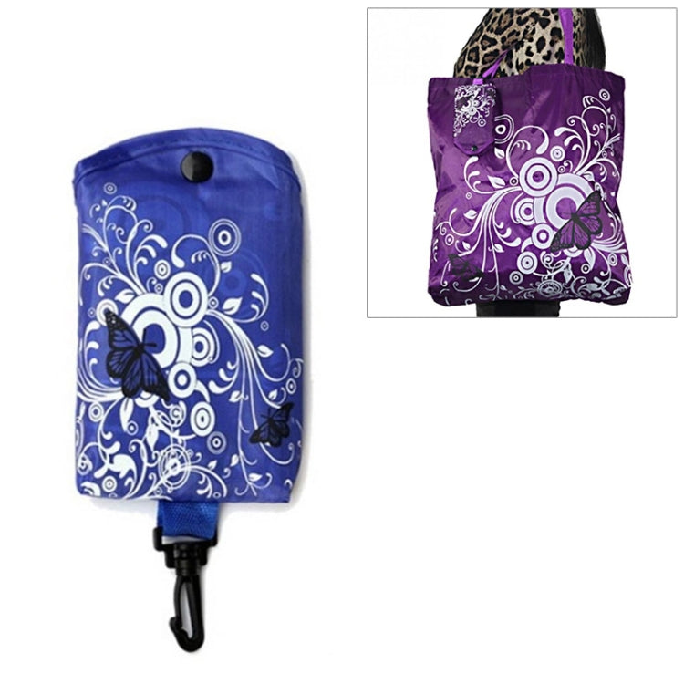 Foldable Shopping Bag Butterfly Flower Oxford Fabric Shoulder Bag Reusable Tote Bag, purple, coffee, red, rose red, purple red, sapphire blue, sky blue, orange, black
