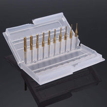 Load image into Gallery viewer, 10pcs / Set titanium coated carbide end mill engraving knife edge milling cutter CNC milling machine, Milling Cutter