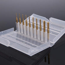 Load image into Gallery viewer, 10pcs / Set titanium coated carbide end mill engraving knife edge milling cutter CNC milling machine, Milling Cutter