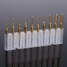 Load image into Gallery viewer, 10pcs / Set titanium coated carbide end mill engraving knife edge milling cutter CNC milling machine, Milling Cutter
