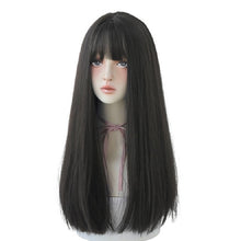 Load image into Gallery viewer, Female Black Long Straight Wig With Air Bangs
