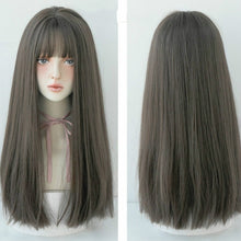 Load image into Gallery viewer, Female Black Long Straight Wig With Air Bangs