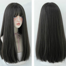Load image into Gallery viewer, Female Black Long Straight Wig With Air Bangs