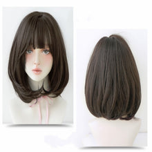 Load image into Gallery viewer, Female Short Hair With Bangs Wig Suitable For Round Face Shoulder Buckle Hair, Chocolate Color 40CM, Honey Pudding Black Top 40CM, Cold Brown 40CM, Black Brown 40CM