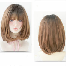 Load image into Gallery viewer, Female Short Hair With Bangs Wig Suitable For Round Face Shoulder Buckle Hair, Chocolate Color 40CM, Honey Pudding Black Top 40CM, Cold Brown 40CM, Black Brown 40CM