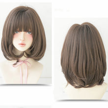 Load image into Gallery viewer, Female Short Hair With Bangs Wig Suitable For Round Face Shoulder Buckle Hair, Chocolate Color 40CM, Honey Pudding Black Top 40CM, Cold Brown 40CM, Black Brown 40CM