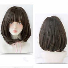 Load image into Gallery viewer, Female Short Hair With Bangs Wig Suitable For Round Face Shoulder Buckle Hair, Chocolate Color 40CM, Honey Pudding Black Top 40CM, Cold Brown 40CM, Black Brown 40CM