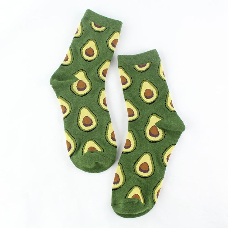 Tropical Fruit Pattern Personality Trend Tube Ladies Cotton Socks