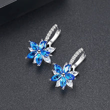 Load image into Gallery viewer, Cute Romantic Lovely Clear Stone Flower Shape Convenient Simple Stud Copper Cubic Zirconia Earrings, Blue, Green, Pink, Yellow