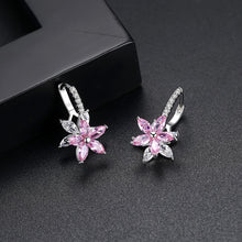 Load image into Gallery viewer, Cute Romantic Lovely Clear Stone Flower Shape Convenient Simple Stud Copper Cubic Zirconia Earrings, Blue, Green, Pink, Yellow