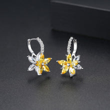 Load image into Gallery viewer, Cute Romantic Lovely Clear Stone Flower Shape Convenient Simple Stud Copper Cubic Zirconia Earrings, Blue, Green, Pink, Yellow