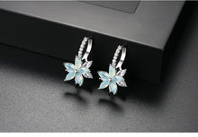 Load image into Gallery viewer, Cute Romantic Lovely Clear Stone Flower Shape Convenient Simple Stud Copper Cubic Zirconia Earrings, Blue, Green, Pink, Yellow
