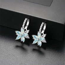 Load image into Gallery viewer, Cute Romantic Lovely Clear Stone Flower Shape Convenient Simple Stud Copper Cubic Zirconia Earrings, Blue, Green, Pink, Yellow