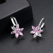 Load image into Gallery viewer, Cute Romantic Lovely Clear Stone Flower Shape Convenient Simple Stud Copper Cubic Zirconia Earrings, Blue, Green, Pink, Yellow