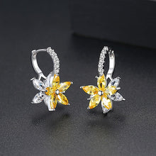 Load image into Gallery viewer, Cute Romantic Lovely Clear Stone Flower Shape Convenient Simple Stud Copper Cubic Zirconia Earrings, Blue, Green, Pink, Yellow